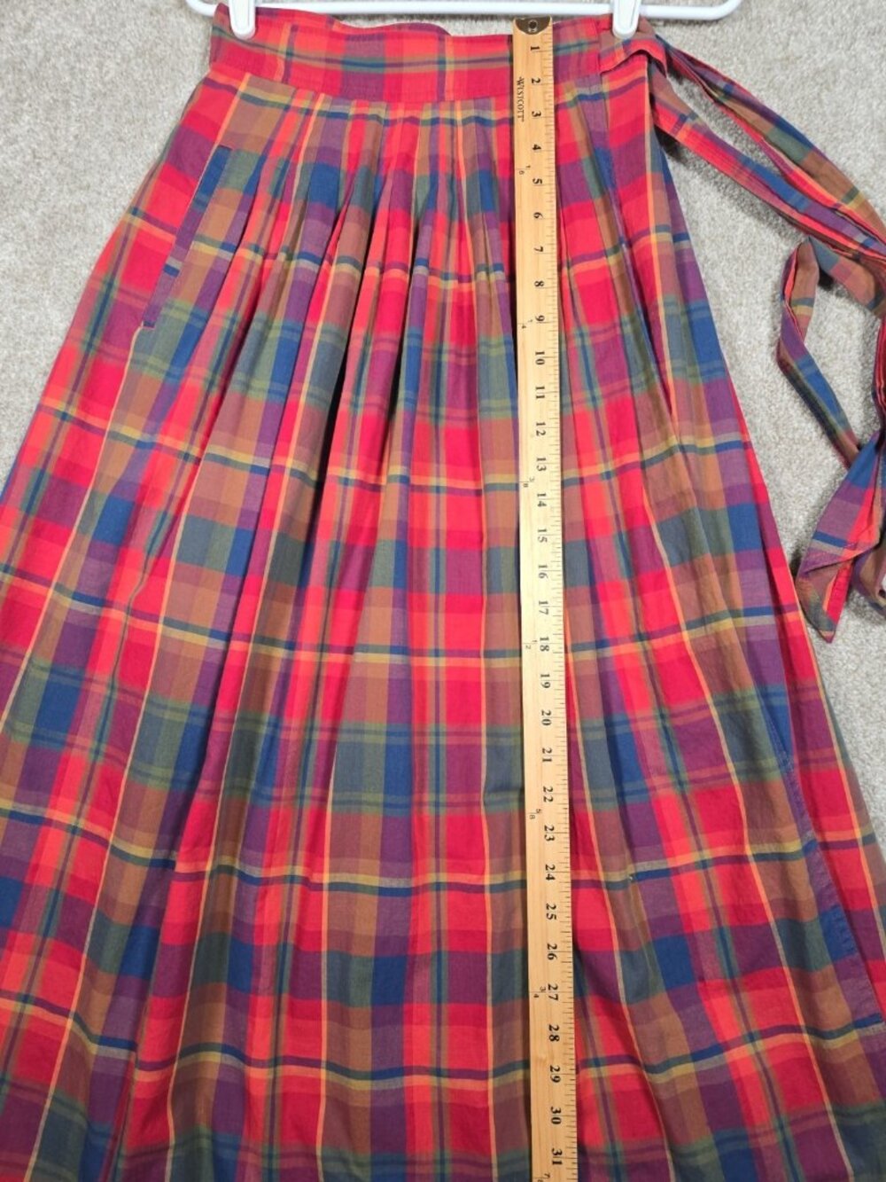 Liz Sport Vtg 2 Piece Dress Set Tartan Plaid Wrap Skirt & Shirt Academia Women M - Picture 10 of 16